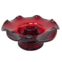 Vintage Ruby Red Petal Candle Holder Table Top Taper Single - £13.30 GBP