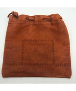 Vintage India Red Leather Pouch Purse Bag 9&quot; x 9&quot;  - £14.14 GBP