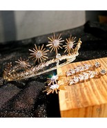 Gold Sun Tiara and Earring Set, Bridal Crystal Crown, Halo Crown Wedding... - $1,454.05 MXN
