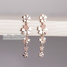 Rose Gold Wildflower Meadow Drop Earrings With CZ Dangles Earrings - £19.82 GBP