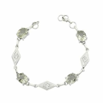 fine-looking Green Amethyst 925 Solid Sterling Silver Green Bracelet US - $39.59