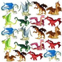 Mini Dragon Toy Figures - (Pack Of 36) 2 Inch Plastic Rubbery Dragon Figurines I - £25.72 GBP