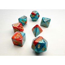 Chessex Manufacturing Gemini: Mini-Polyhedral Red-Teal/gold 7-Die Set - £8.53 GBP