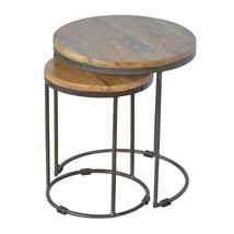 Round Stool Set of 2 with Iron Base - $264.00