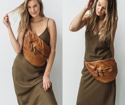 Leather Sling Bag, Leather Hip Belt Bag,Crossbody Soft Leather fanny pac... - $179.99
