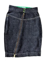 JouJou Womens Black Denim Pencil Skirt Front Diagonal Zipper Vintage Size 9 10  - £31.97 GBP