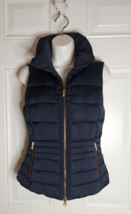 Lilly Pulitzer Navy Quilted Full Zipper Floral Lining Sleeveless Vest Si... - £30.29 GBP