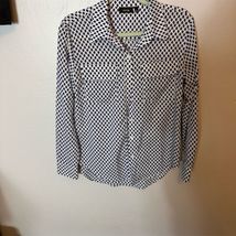 Apt. 9 Women's Blue Geometric Collared Blouse Size S - $11.78