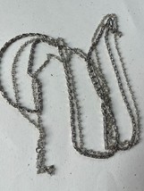 Lot of Long Silvertone Paper Clip Chain Glasses Holder &amp; Tiny Frosted White Plas - £10.46 GBP