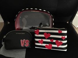Nwt Victoria&#39;s Secret Cosmetic Bag Trio MAKE-UP Travel Bag Valentine&#39;s Day - £46.97 GBP