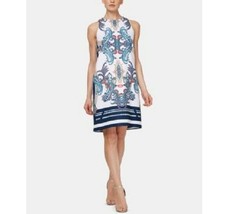 SLNY Womens 4 Ivory Multi Print Sleeveless On Seam Pockets Shift Dress NWT - £24.43 GBP