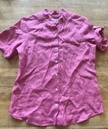 J. Jill Linen Button Short Sleeve Shirt Pink Small - $39.11 CAD
