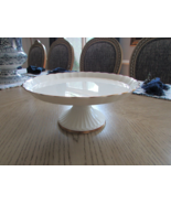 Mikasa B2001 Ivory Bone China Pedestal Cake Plate Stand Narumi Japan 24 kt - $33.88 CAD