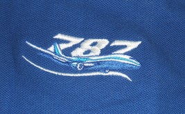 Boeing 787 Dreamliner small blue polo-style shirt; 100% cotton made in USA (!) - £23.84 GBP