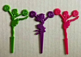 Bakery Crafts Plastic Cupcake Favors Toppers New Lot of 6 &quot;Cheerleader P... - $6.99