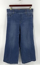 Spanx Womens Plus Size Jeans 2X Wide Barrel Leg Pull On Blue Front Seam ... - $69.30