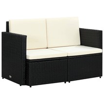 Sofa Black PE rattan 46.5 in x 25.6 in x 29.1 in Removable Covers - $4,702.54 MXN