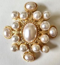 Vintage Joan Rivers Imperial Maltese Cross Faux Pearl Brooch Pin Rare Retired - £144.22 GBP