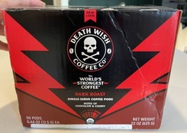 Death Wish Coffee K cup 50 Pods Dark Roast SEALED Best Before Date 11/2024 - £31.69 GBP