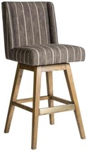 Counter stool Swivel Tribeca, Weathered Oak Wood, Modern Striped Gray Upholstery - £1,163.02 GBP