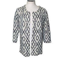 Pink Martini Wool Blend Abstract Print Open Front Cardigan Small Black B... - $32.38