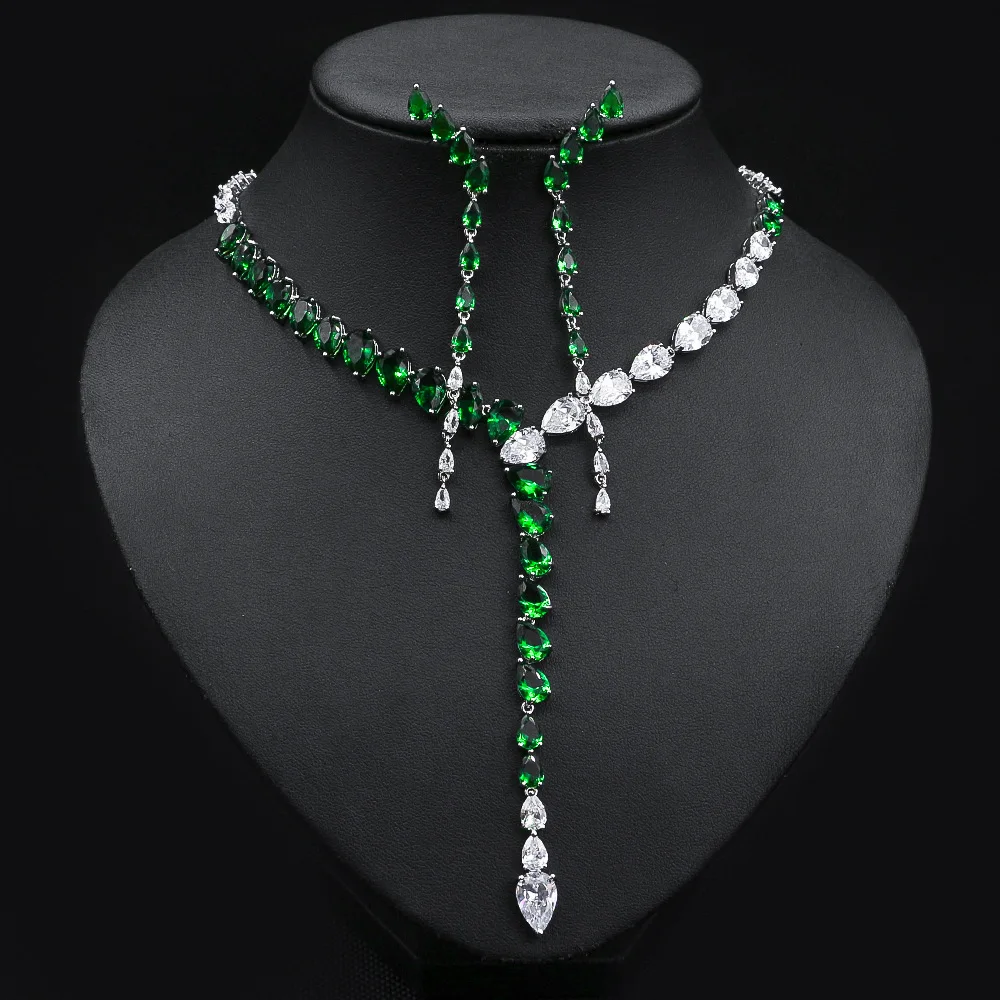 Super Luxury 2PCS Big Geometric Africa Cubic Zirconia Set Jewelry Set For Women  - £53.56 GBP