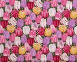 Cotton Garden Party Tulips Floral Pink Fabric Print by Yard D138.34 - $11.95