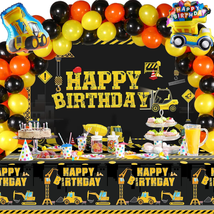 Construction Birthday Party Supplies 58 Pieces Include Excavator Bulldozer Foil - £19.94 GBP