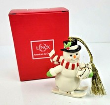 Lenox Snowman on Skis Ornament Very Merry American by Design Scarf and Gift 3.5&quot; - £10.35 GBP
