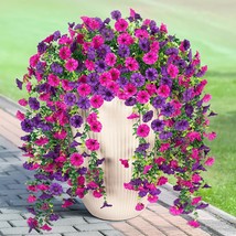 Artificial Hanging Flowers For Outdoor, 2Pcs Fake Plants Long Vine, Purple - $31.95