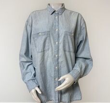 Gap The BIG Shirt Womens L Tall Light Indigo Cotton Chambray Western But... - $20.14