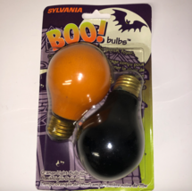 Sylvania Boo Bulb Black &amp; Orange Light Bulbs 75 Watt 25 Watt Party Halloween New - £15.97 GBP