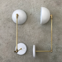 Pair 1/ 2 Globe White Sconce Lamp Lights Arteluce - Mid Century - Stilnovo - Eame - £298.89 GBP