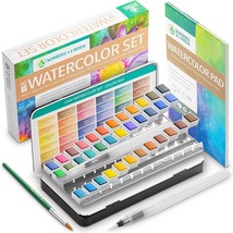 Watercolor Palette Norberg Linden LG Water Color Paint Set 36 Colors in Half Pan - £38.72 GBP