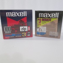 Maxell Zip &amp; Floppy Disk Lot 10 MF2HD Floppy 3 Zip IBM Disks New Old Stock - £15.47 GBP