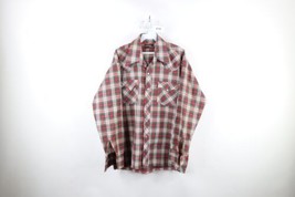 Vintage 70s Streetwear Mens Large Western Rodeo Flannel Snap Button Shirt Plaid - £57.32 GBP