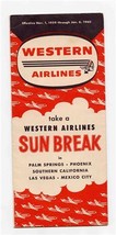 Western Air Lines System Timetable Nov 1959 to Jan 1960 Sun Break  - £14.70 GBP