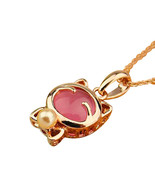 New Pink Collier Maxi Necklace with Link Chain Plated Pendant For Girls ... - $124.51 MXN