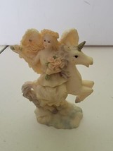 Angel Riding A Unicorn Figurine Collectible Figure Resin Decorative  - £31.42 GBP