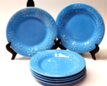 Libbey BLUE SNOWFLAKE 8½&quot; Salad Plates - Winter, Holiday, Christmas - Se... - $39.97