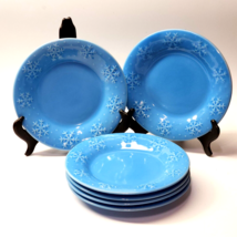 Libbey BLUE SNOWFLAKE 8½&quot; Salad Plates - Winter, Holiday, Christmas - Se... - £31.95 GBP