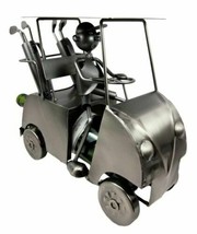 Ebros Gift Golfer With Golf Cart Hand Made Metal Wine Bottle Holder 13.5&quot;L - £39.95 GBP