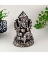 Vintage Ganesh Ji India Elephant God Altar Statue Handmade White Brass 6... - $103.95