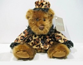 Dakin &quot;Chelsea&quot; Sitting Teddy Bear Cheetah Print Coat Hat Plush  - £9.50 GBP