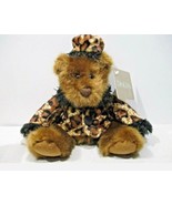 Dakin &quot;Chelsea&quot; Sitting Teddy Bear Cheetah Print Coat Hat Plush  - $12.16