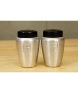 Vintage Kitchen Kromex Japan Aluminum Black Cap Metal Salt &amp; Pepper Shakers - $19.79
