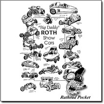 Rat Fink&#39;s BIG DADDY Ed Roth&#39;s Show Classic Cars on a large white tee shirt - £15.98 GBP