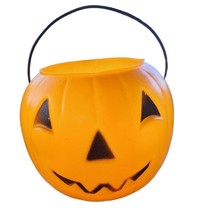 Vintage Halloween Orange Pumpkin Bucket General Foam Plastics Norfork VA - £9.16 GBP