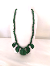 Fashion Jewelry Necklace Beautiful Deep Green and Black Acrylic "Jasper" Adj - £11.86 GBP