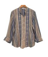 Vintage Liz Claiborne Blouse NWT Size 1X Embroidered Blue Cream Stripe C... - $22.77